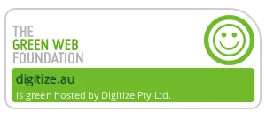Logo by the Green Web Foundation showing Digitize.au is green hosted.