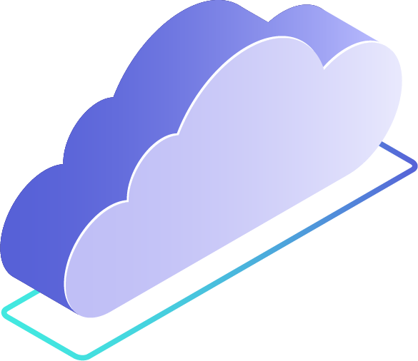 An isometric art of a cloud with glowing rectangular outline at the base.